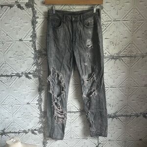 American Eagle  Gray  Jeans Distressed mom Jean TALL X-LONG
